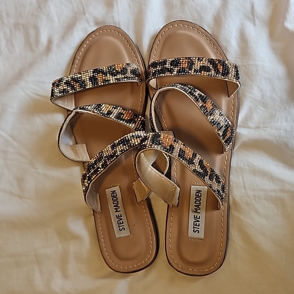 Steve Madden Bling Leopard Print Sandels Size 8.5 - Picture 3 of 5
